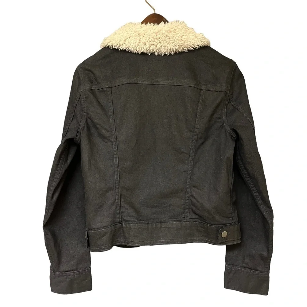 Levi Black Wax Denim Moto Trucker Jacket. Medium #404 - Picture 6 of 10